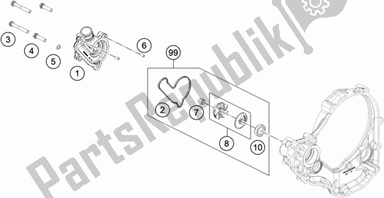 All parts for the Water Pump of the KTM 350 Exc-f SIX Days EU 2021