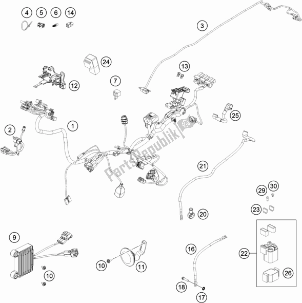 All parts for the Wiring Harness of the KTM 350 Exc-f SIX Days EU 2021