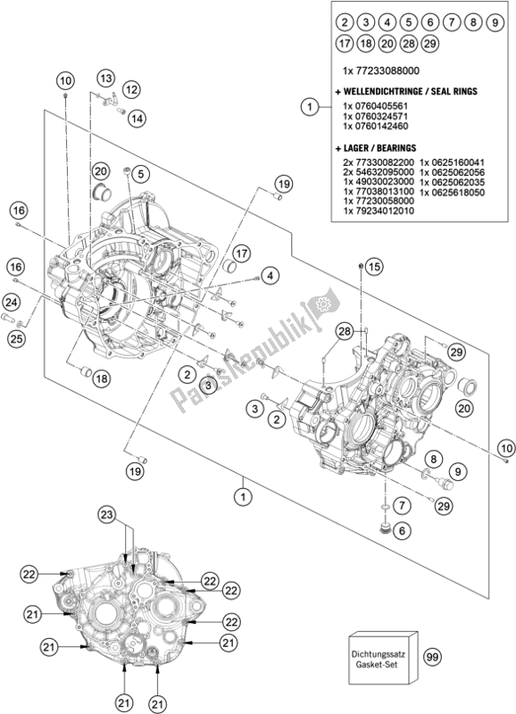 Wszystkie części do Obudowa Silnika KTM 350 Exc-f Wess EU 2021