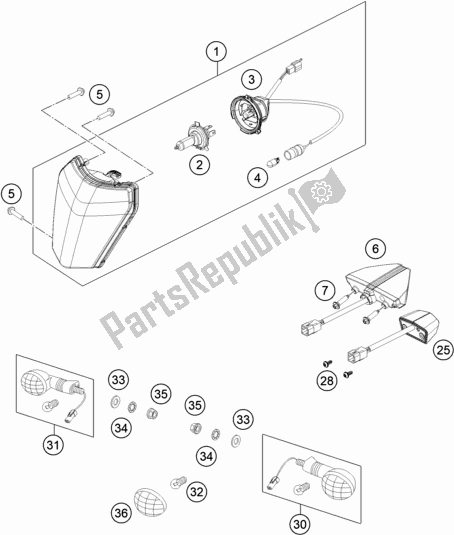 Alle onderdelen voor de Verlichtingssysteem van de KTM 350 Exc-f Wess EU 2021