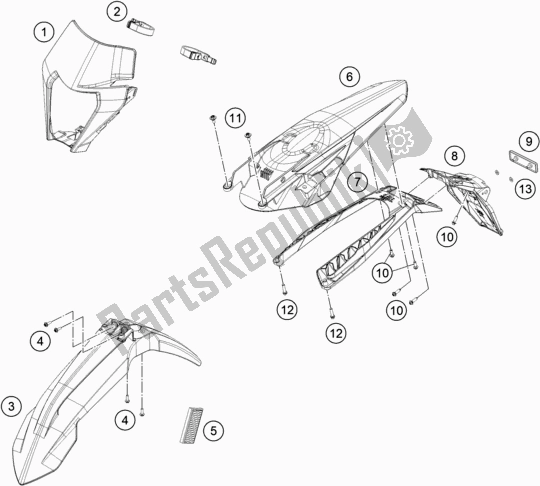 Todas las partes para Máscara, Defensas de KTM 350 Exc-f Wess EU 2021