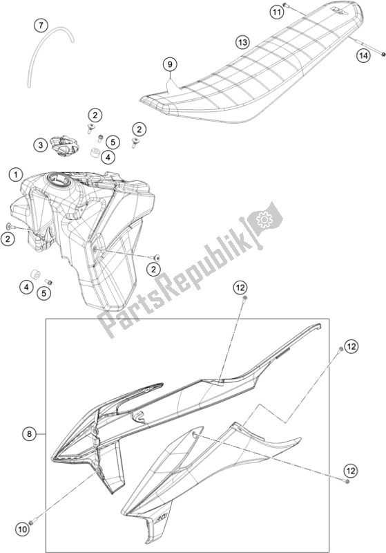 Todas las partes para Tanque, Asiento de KTM 350 Exc-f Wess EU 2021
