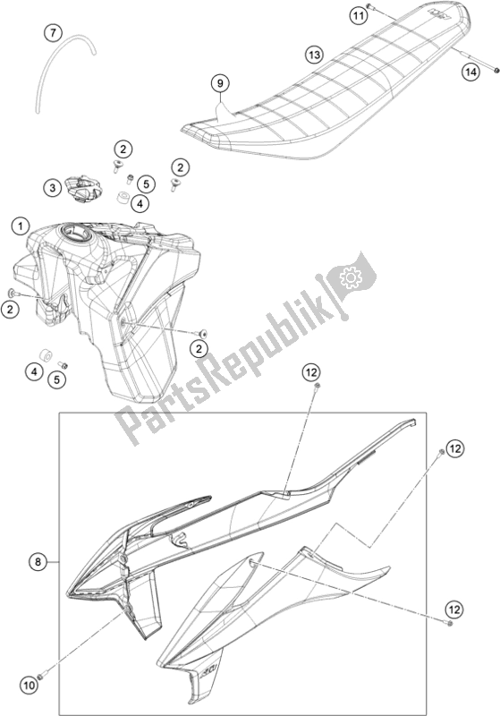 Todas las partes para Tanque, Asiento de KTM 350 Exc-f Wess EU 2021