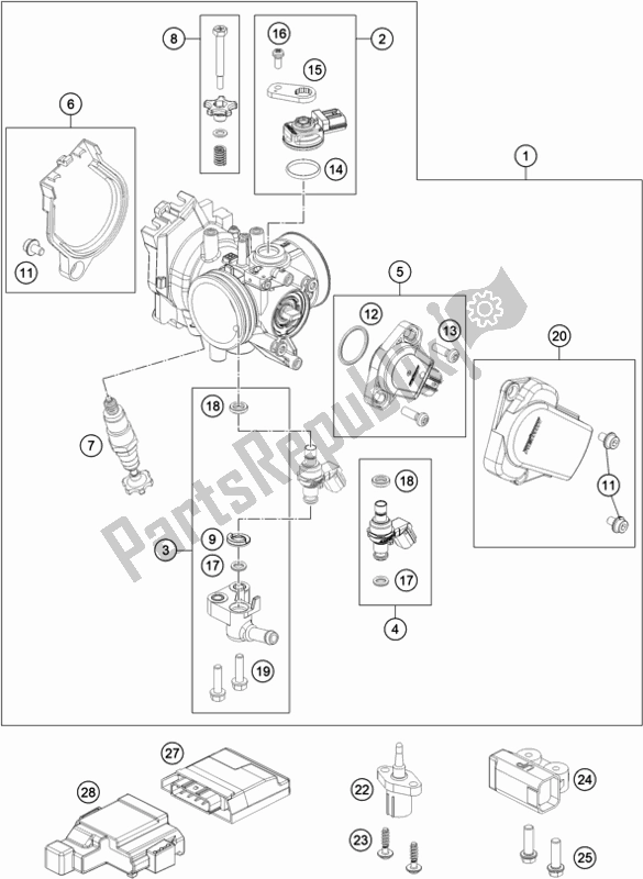 Todas las partes para Cuerpo Del Acelerador de KTM 350 Exc-f Wess EU 2021