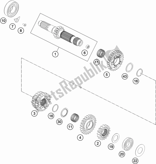 Todas las partes para Transmisión I - Eje Principal de KTM 350 Exc-f Wess EU 2021