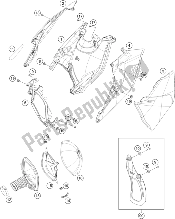 Toutes les pièces pour le Filtre à Air du KTM 350 SX-F EU 2017