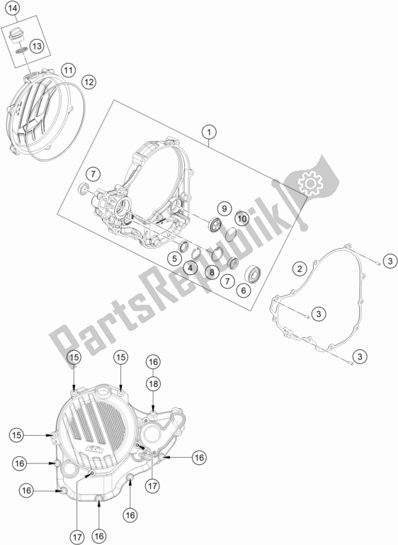 Toutes les pièces pour le Couvercle D'embrayage du KTM 350 SX-F EU 2017