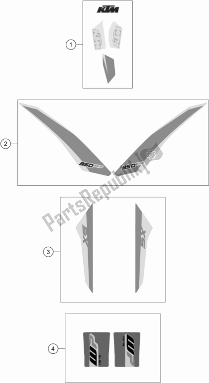All parts for the Decal of the KTM 350 SX-F EU 2017