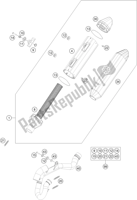 Alle onderdelen voor de Uitlaatsysteem van de KTM 350 SX-F EU 2017