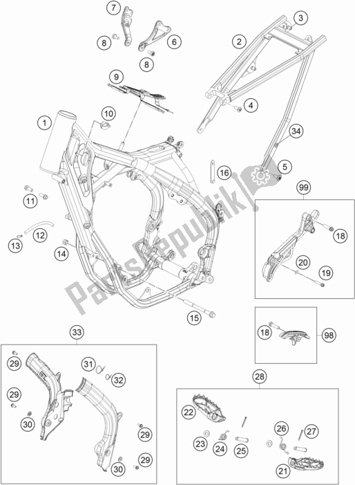 All parts for the Frame of the KTM 350 SX-F EU 2017