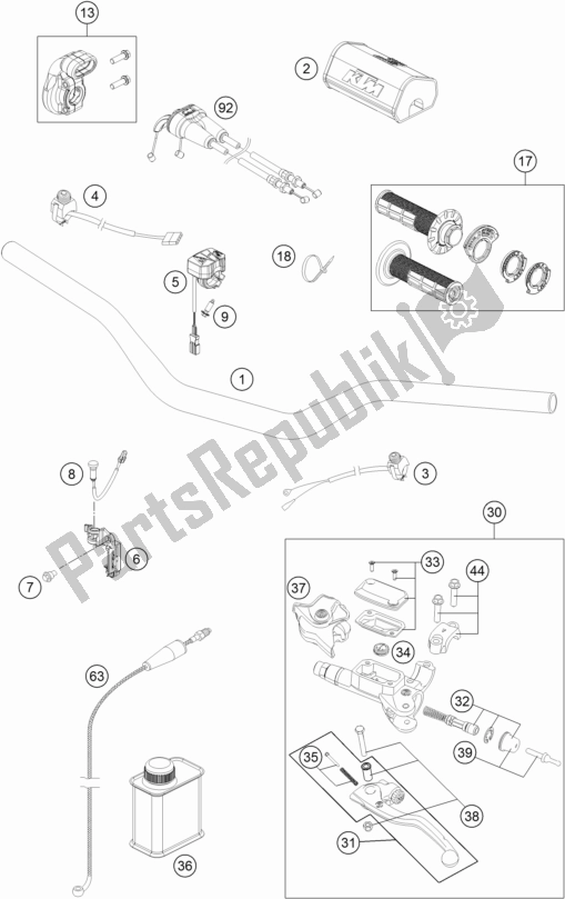 Toutes les pièces pour le Guidon, Commandes du KTM 350 SX-F EU 2017