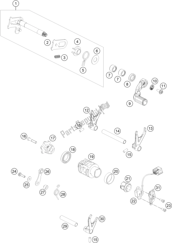 Wszystkie części do Mechanizm Zmiany Biegów KTM 350 SX-F EU 2017