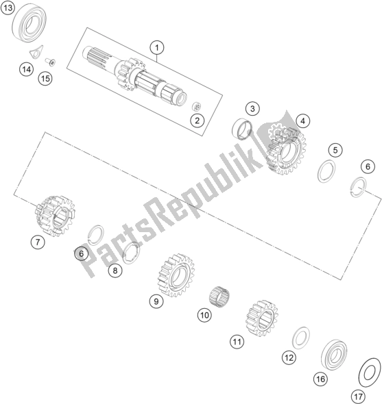 Todas las partes para Transmisión I - Eje Principal de KTM 350 SX-F EU 2017