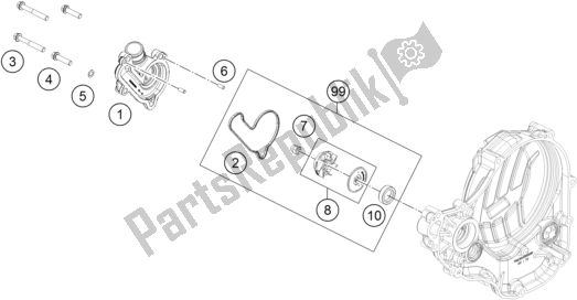 Alle onderdelen voor de Waterpomp van de KTM 350 SX-F EU 2017