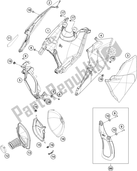 Toutes les pièces pour le Filtre à Air du KTM 350 SX-F US 2017