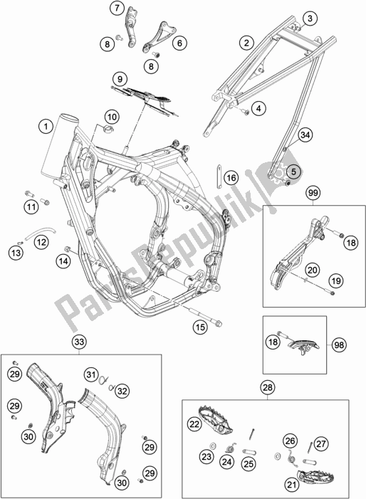 Toutes les pièces pour le Cadre du KTM 350 SX-F US 2017