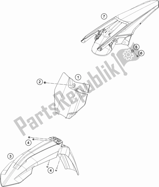 Alle onderdelen voor de Masker, Spatborden van de KTM 350 SX-F US 2017