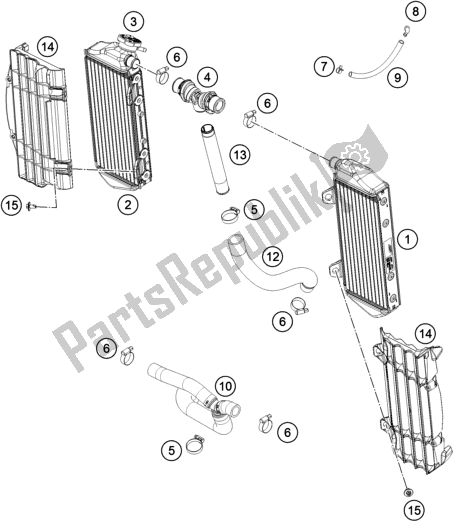 All parts for the Cooling System of the KTM 350 SX-F US 2019