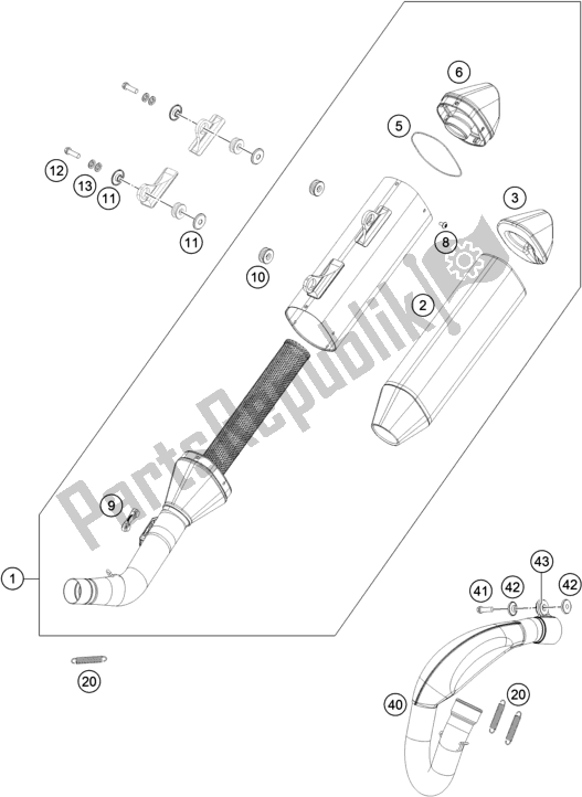 Alle onderdelen voor de Uitlaatsysteem van de KTM 350 SX-F US 2019