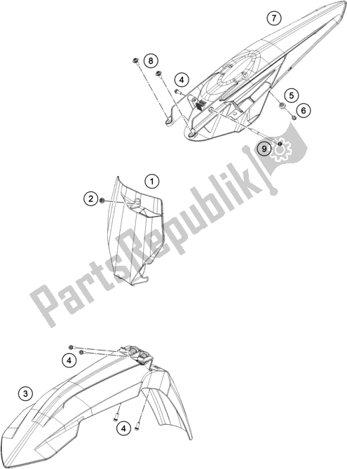 All parts for the Mask, Fenders of the KTM 350 SX-F US 2019