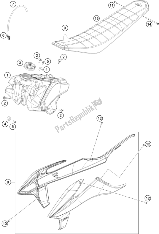 All parts for the Tank, Seat of the KTM 350 SX-F US 2019