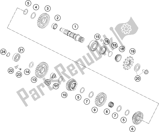 All parts for the Transmission Ii - Countershaft of the KTM 350 SX-F US 2019