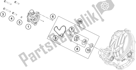 All parts for the Water Pump of the KTM 350 SX-F US 2019