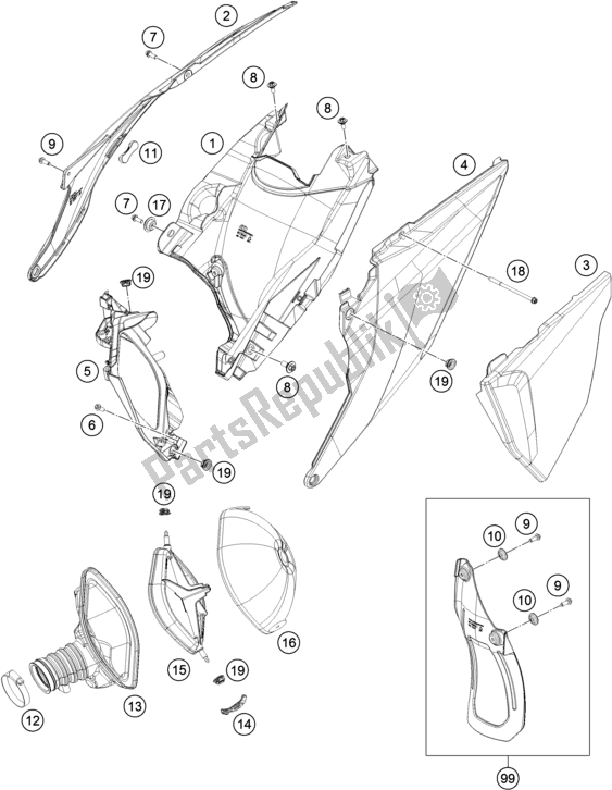 Tutte le parti per il Filtro Dell'aria del KTM 350 SX-F US 2020