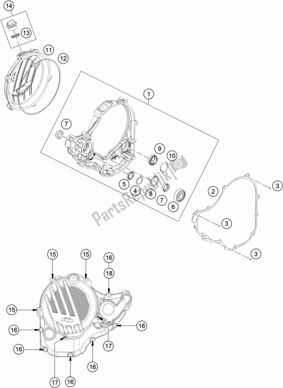 Alle onderdelen voor de Koppelingsdeksel van de KTM 350 SX-F US 2020