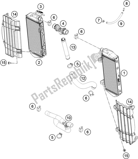 All parts for the Cooling System of the KTM 350 SX-F US 2020