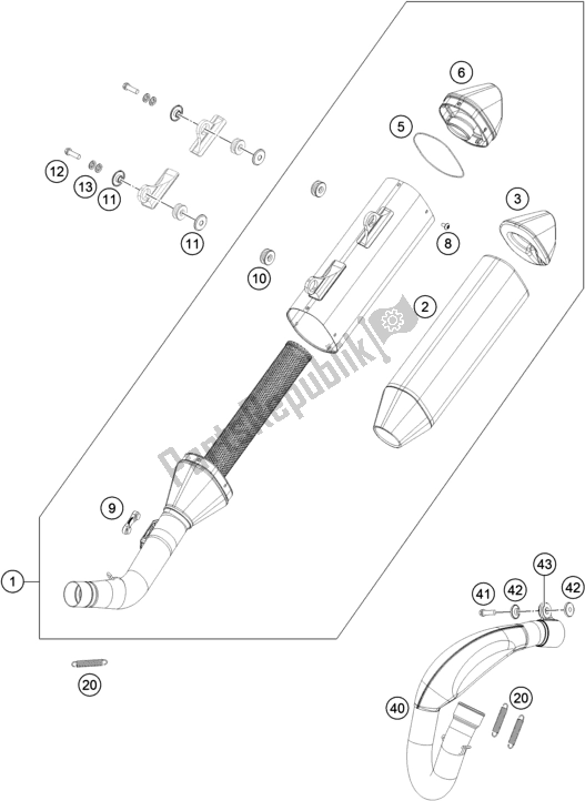 Alle onderdelen voor de Uitlaatsysteem van de KTM 350 SX-F US 2020