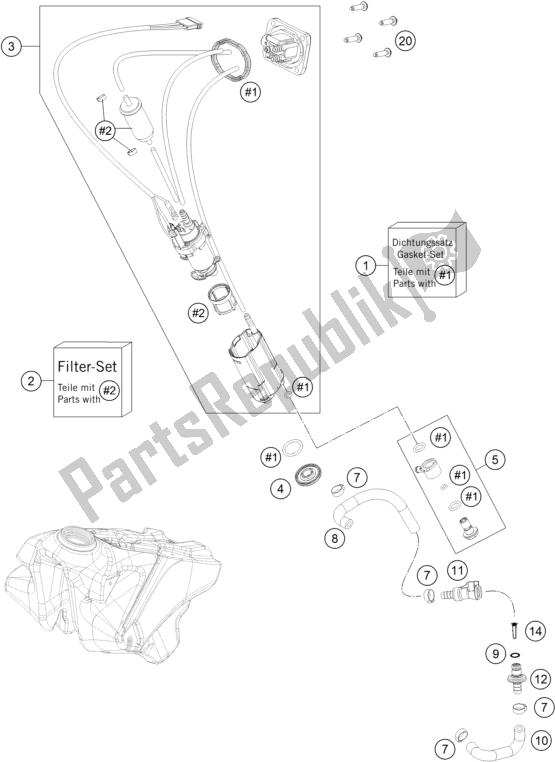 All parts for the Fuel Pump of the KTM 350 SX-F US 2020