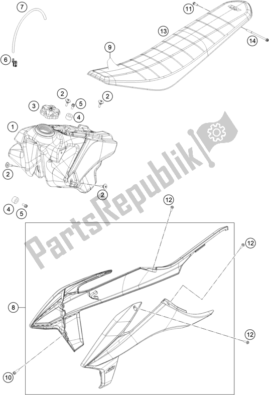 Todas las partes para Tanque, Asiento de KTM 350 SX-F US 2020