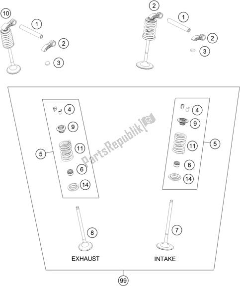 All parts for the Valve Drive of the KTM 350 SX-F US 2020