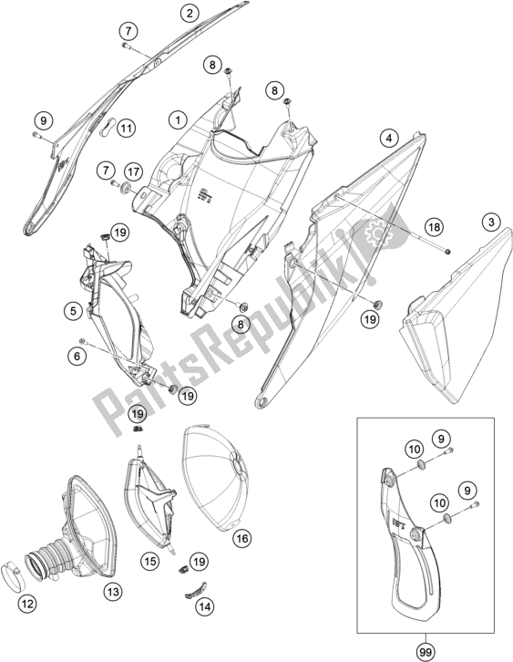 Alle onderdelen voor de Luchtfilter van de KTM 350 SX-F US 2021