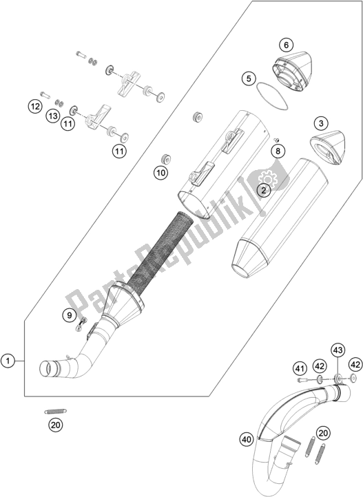 Alle onderdelen voor de Uitlaatsysteem van de KTM 350 SX-F US 2021