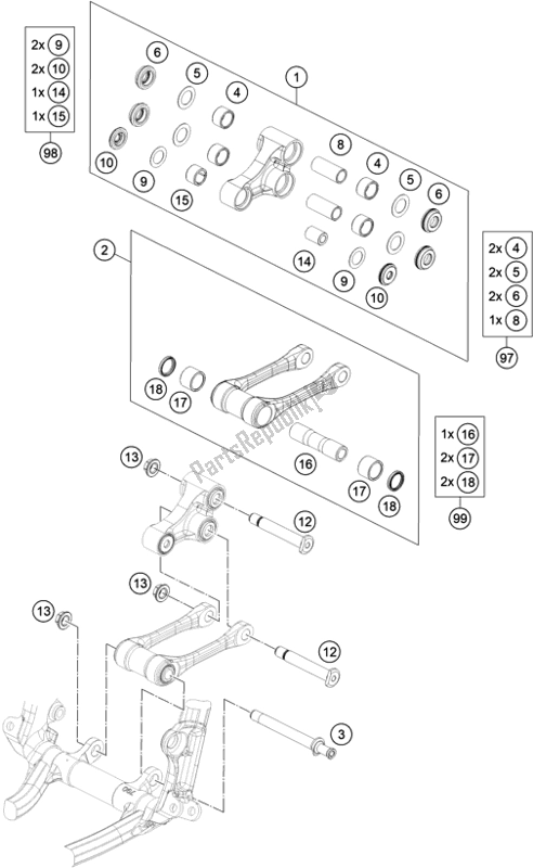 Alle onderdelen voor de Pro Hefboom Koppeling van de KTM 350 SX-F US 2021