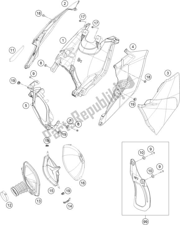 All parts for the Air Filter of the KTM 350 XC-F US 2017