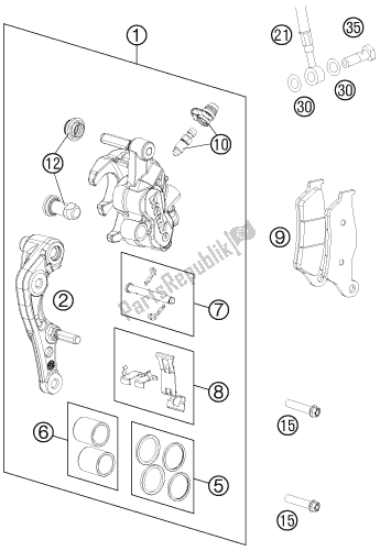All parts for the Brake Caliper Front of the KTM 350 XC-F US 2017 All parts for the Brake Caliper Front of the KTM 350 XC-F US 2017