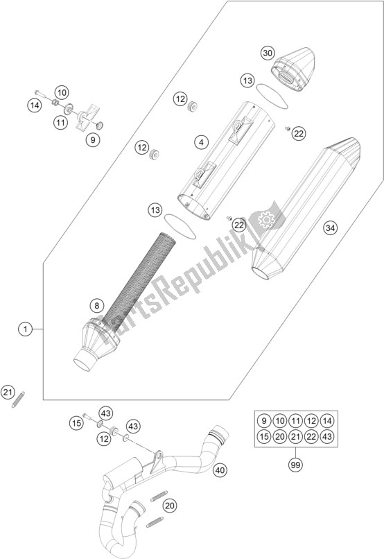 Toutes les pièces pour le Système D'échappement du KTM 350 XC-F US 2017