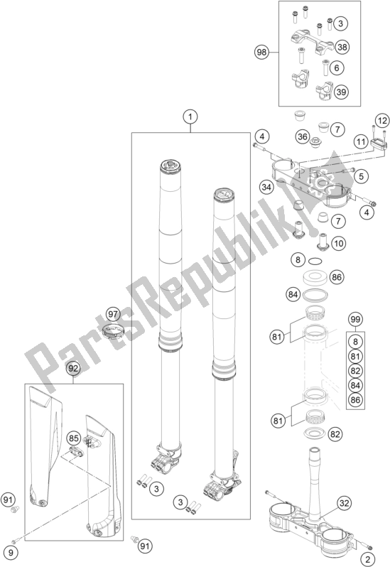 Toutes les pièces pour le Fourche Avant, Triple Serrage du KTM 350 XC-F US 2017