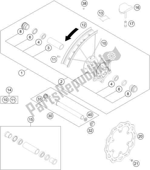 Todas las partes para Rueda Delantera de KTM 350 XC-F US 2017