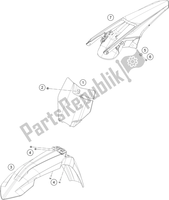 Alle onderdelen voor de Masker, Spatborden van de KTM 350 XC-F US 2017