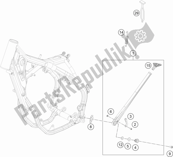 Alle onderdelen voor de Zij- / Middenstandaard van de KTM 350 XC-F US 2017