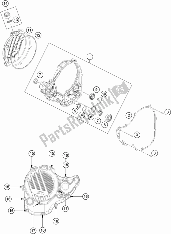 Alle onderdelen voor de Koppelingsdeksel van de KTM 350 XC-F US 2018