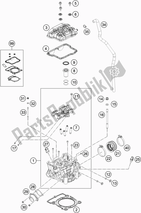 Alle onderdelen voor de Cilinderkop van de KTM 350 XC-F US 2018