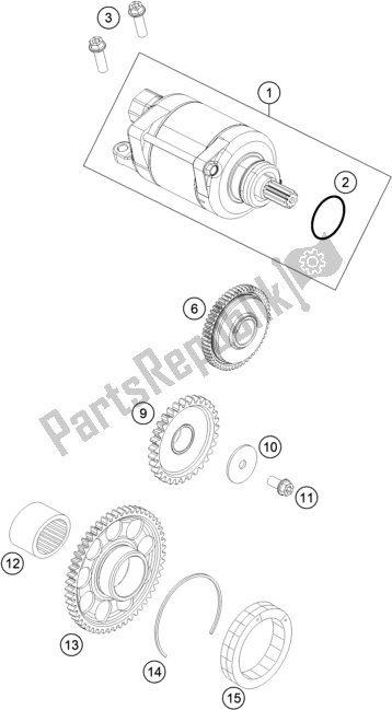 All parts for the Electric Starter of the KTM 350 XC-F US 2018