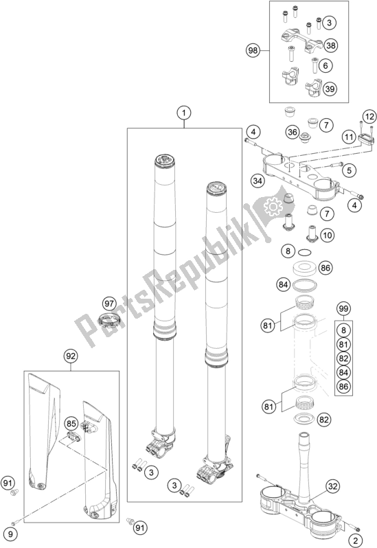 Toutes les pièces pour le Fourche Avant, Triple Serrage du KTM 350 XC-F US 2018