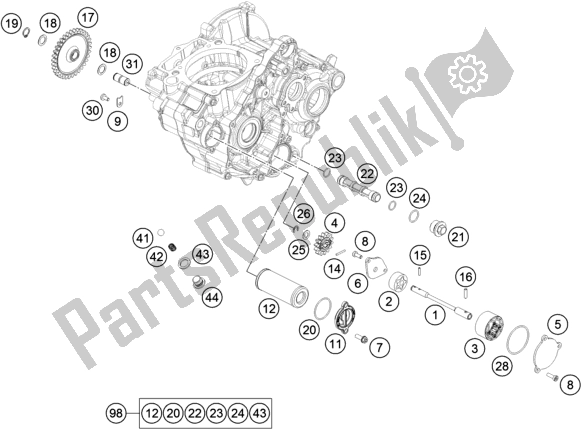 All parts for the Lubricating System of the KTM 350 XC-F US 2018 All parts for the Lubricating System of the KTM 350 XC-F US 2018