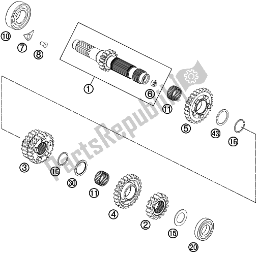 Tutte le parti per il Trasmissione I - Albero Principale del KTM 350 XC-F US 2018